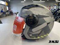Шлем открытый с визором HETOSHI XD1-260 цв. Серый с черно-зелеными вставками р. L