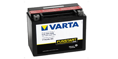 Аккумулятор Varta FUNSTART AGM мото 18 Ач 518901026 LU059989 (устанавливается лежа)